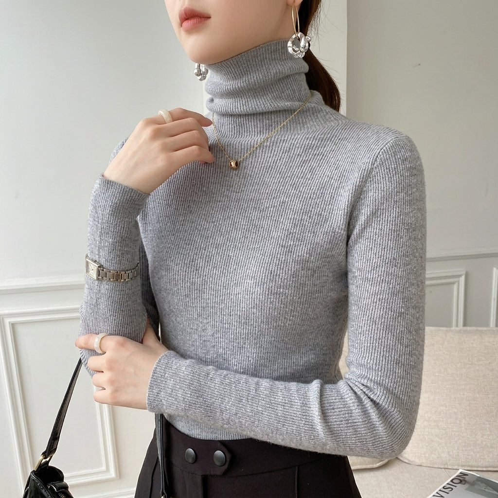 Lori | Timeless Ribbed Long Sleeve Turtleneck Sweater