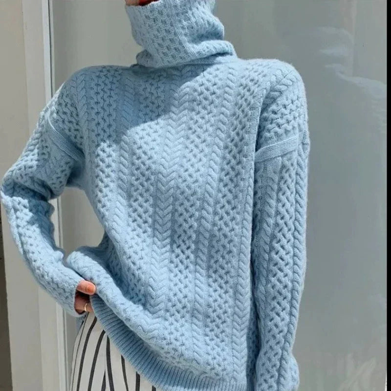 Madison | Oversized Cable Knit Turtleneck Sweater