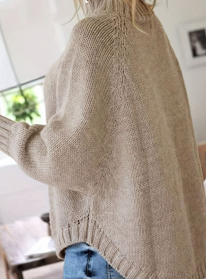 Margaret | Effortless Oversized High Neck Chunky Cable Knit Sweater