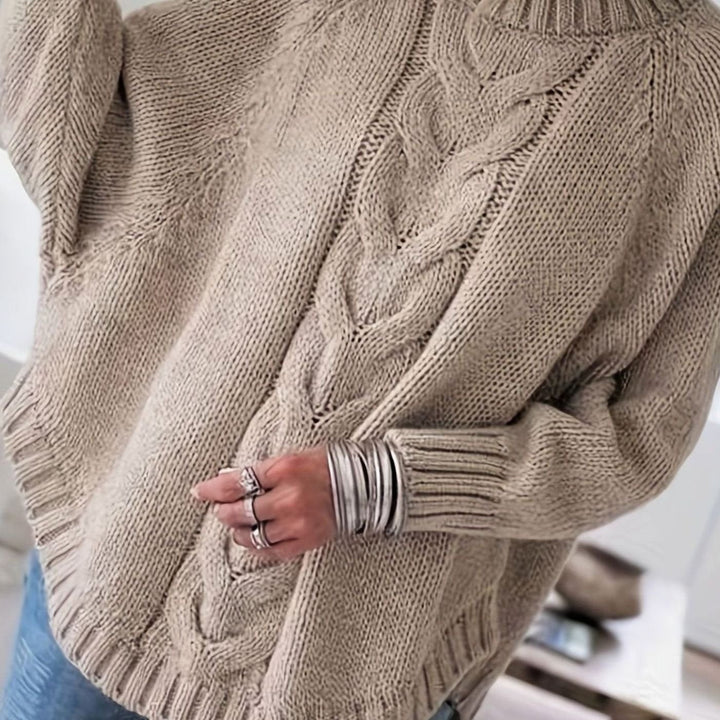 Margaret | Effortless Oversized High Neck Chunky Cable Knit Sweater