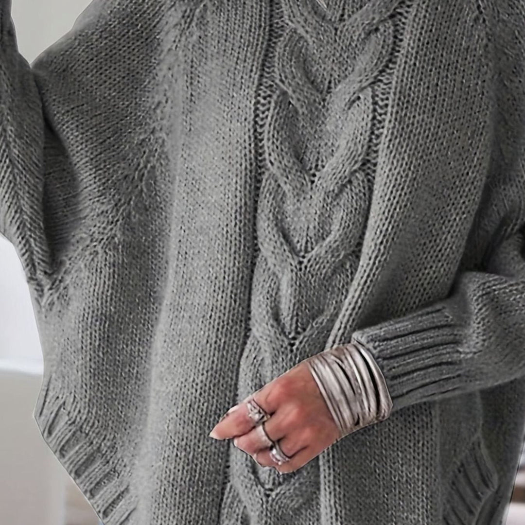 Margaret | Effortless Oversized High Neck Chunky Cable Knit Sweater