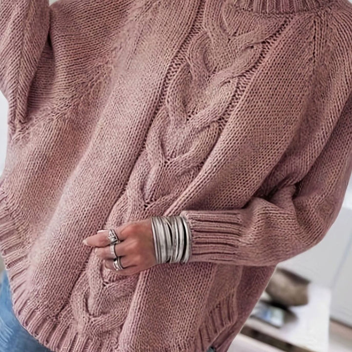 Margaret | Effortless Oversized High Neck Chunky Cable Knit Sweater