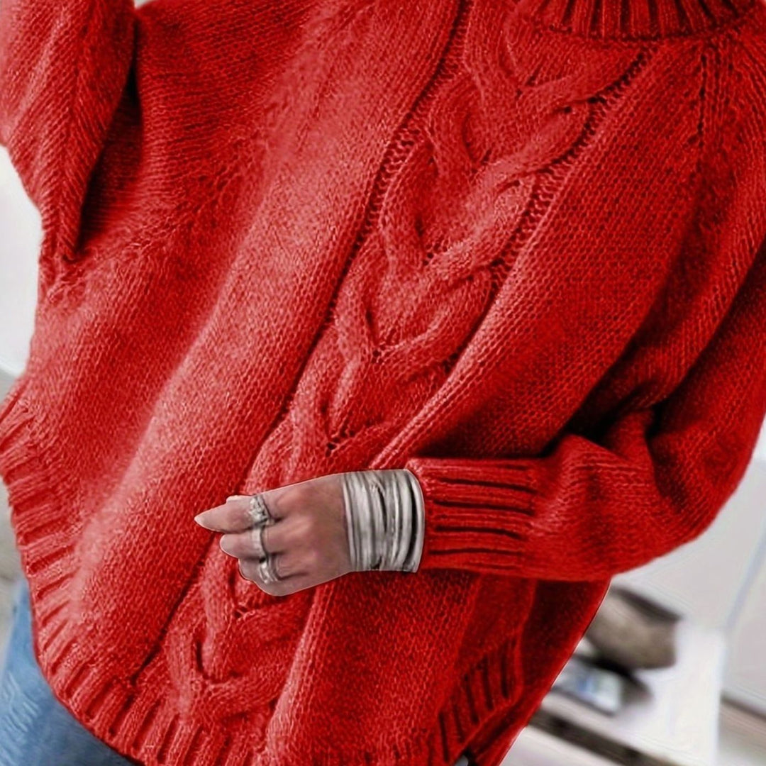 Margaret | Effortless Oversized High Neck Chunky Cable Knit Sweater