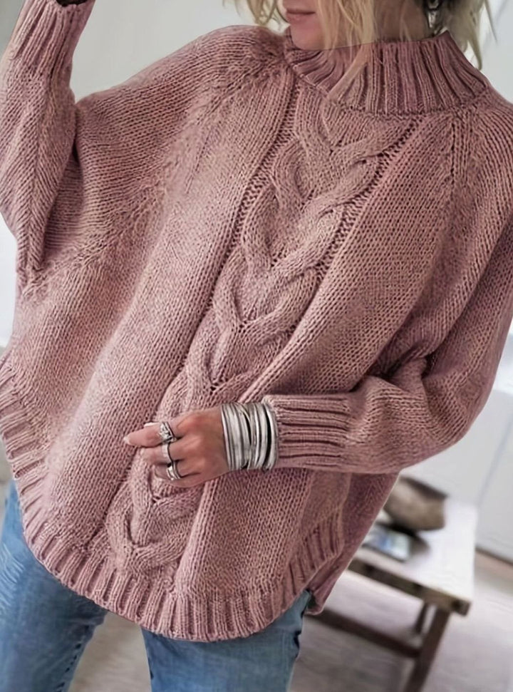 Margaret | Effortless Oversized High Neck Chunky Cable Knit Sweater