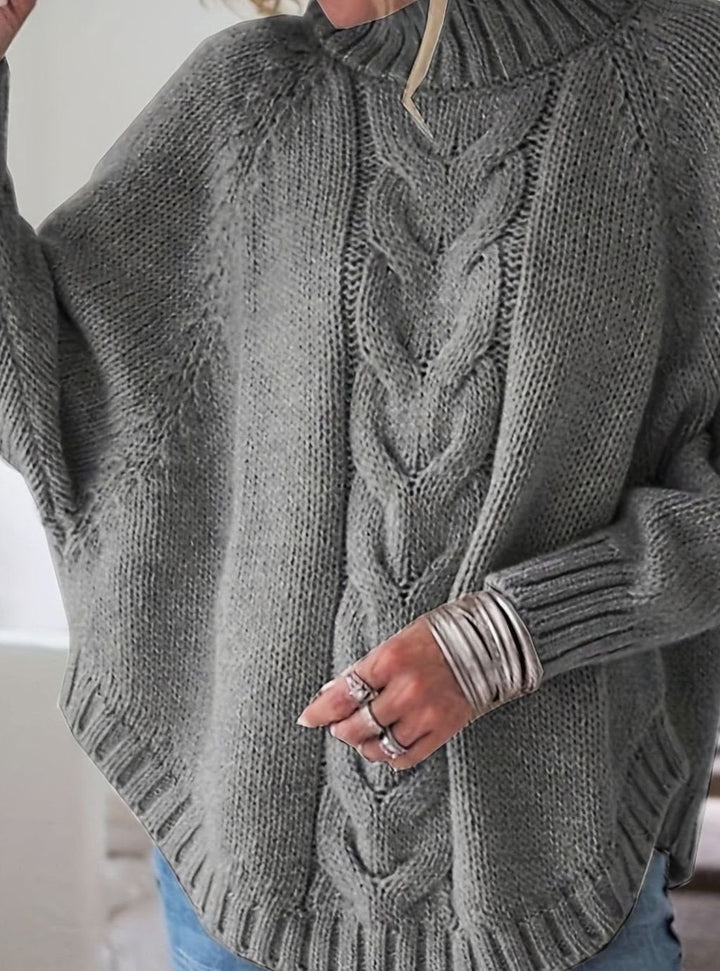 Margaret | Effortless Oversized High Neck Chunky Cable Knit Sweater