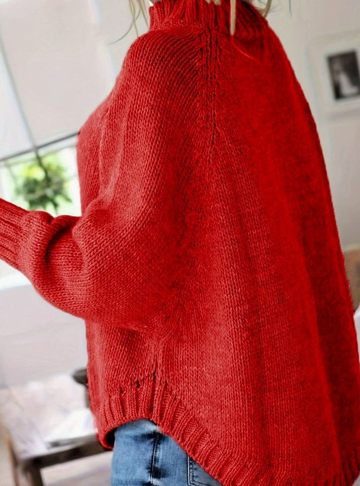 Margaret | Effortless Oversized High Neck Chunky Cable Knit Sweater