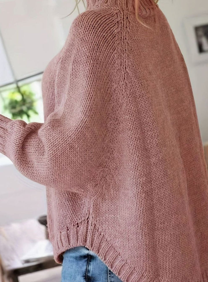Margaret | Effortless Oversized High Neck Chunky Cable Knit Sweater
