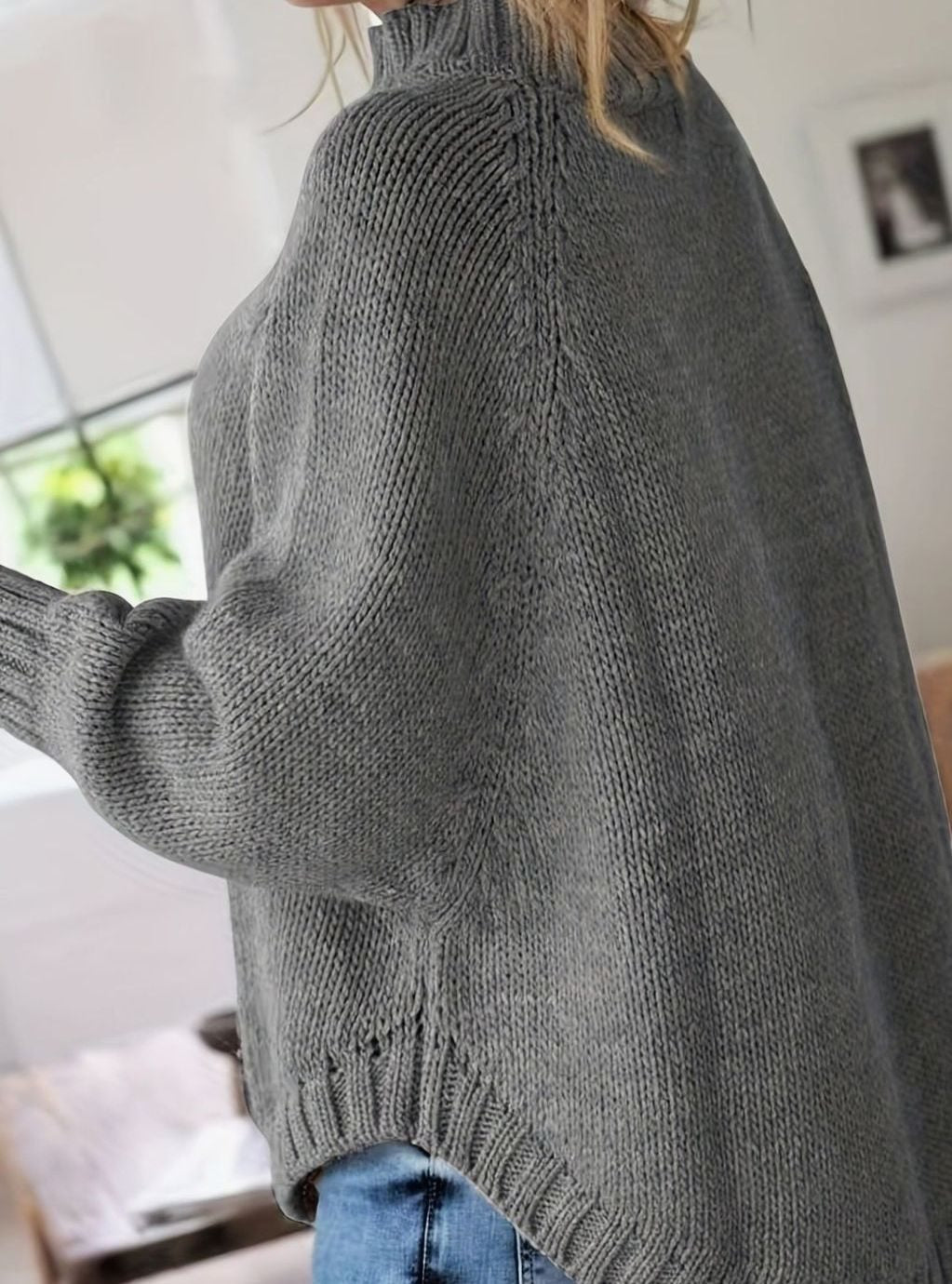 Margaret | Effortless Oversized High Neck Chunky Cable Knit Sweater