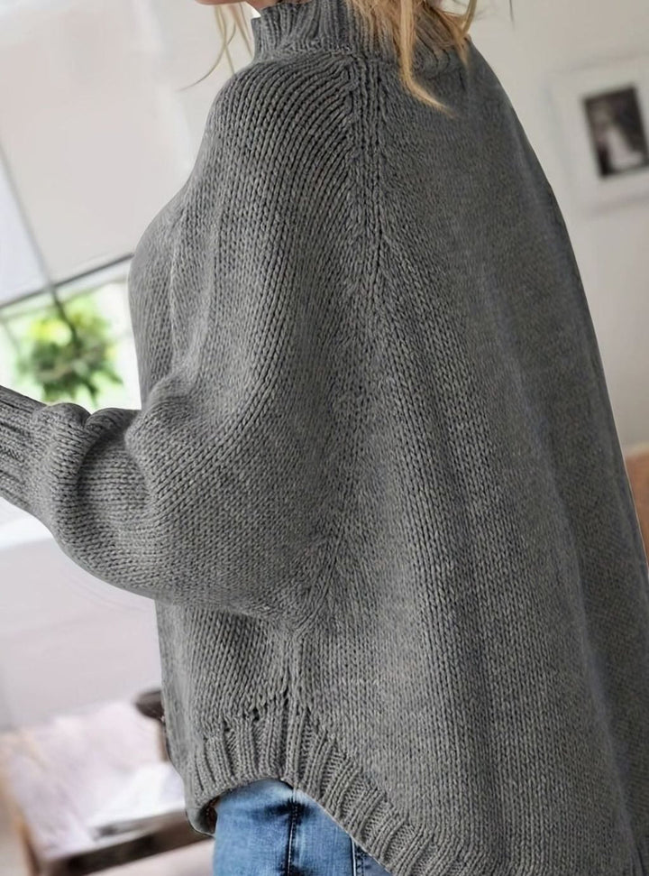 Margaret | Effortless Oversized High Neck Chunky Cable Knit Sweater