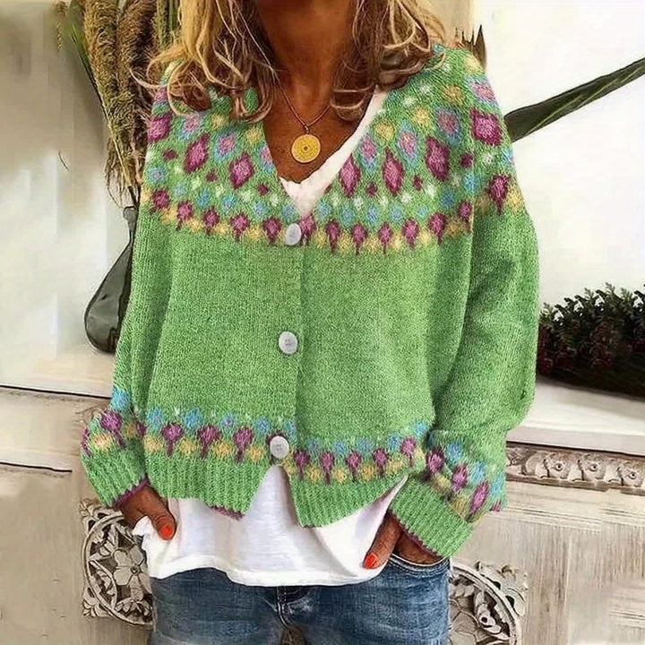 Margaret | Timeless V-Neck Fair Isle Cardigan Womens