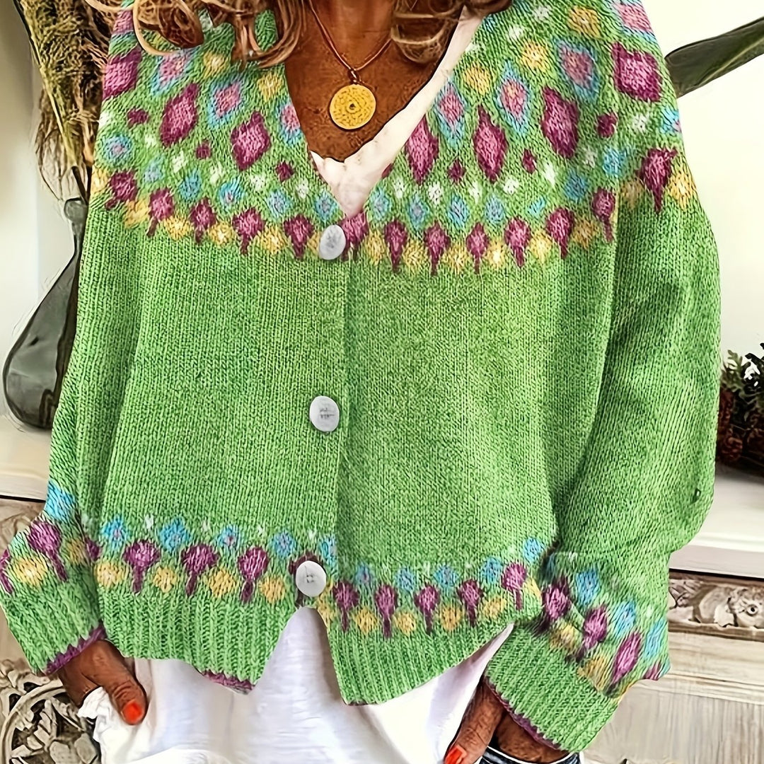 Margaret | Timeless V-Neck Fair Isle Cardigan Womens