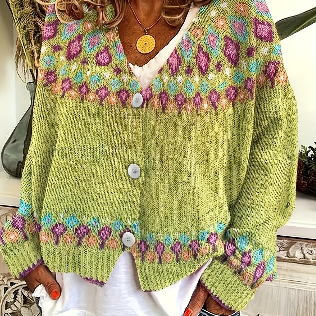 Margaret | Timeless V-Neck Fair Isle Cardigan Womens