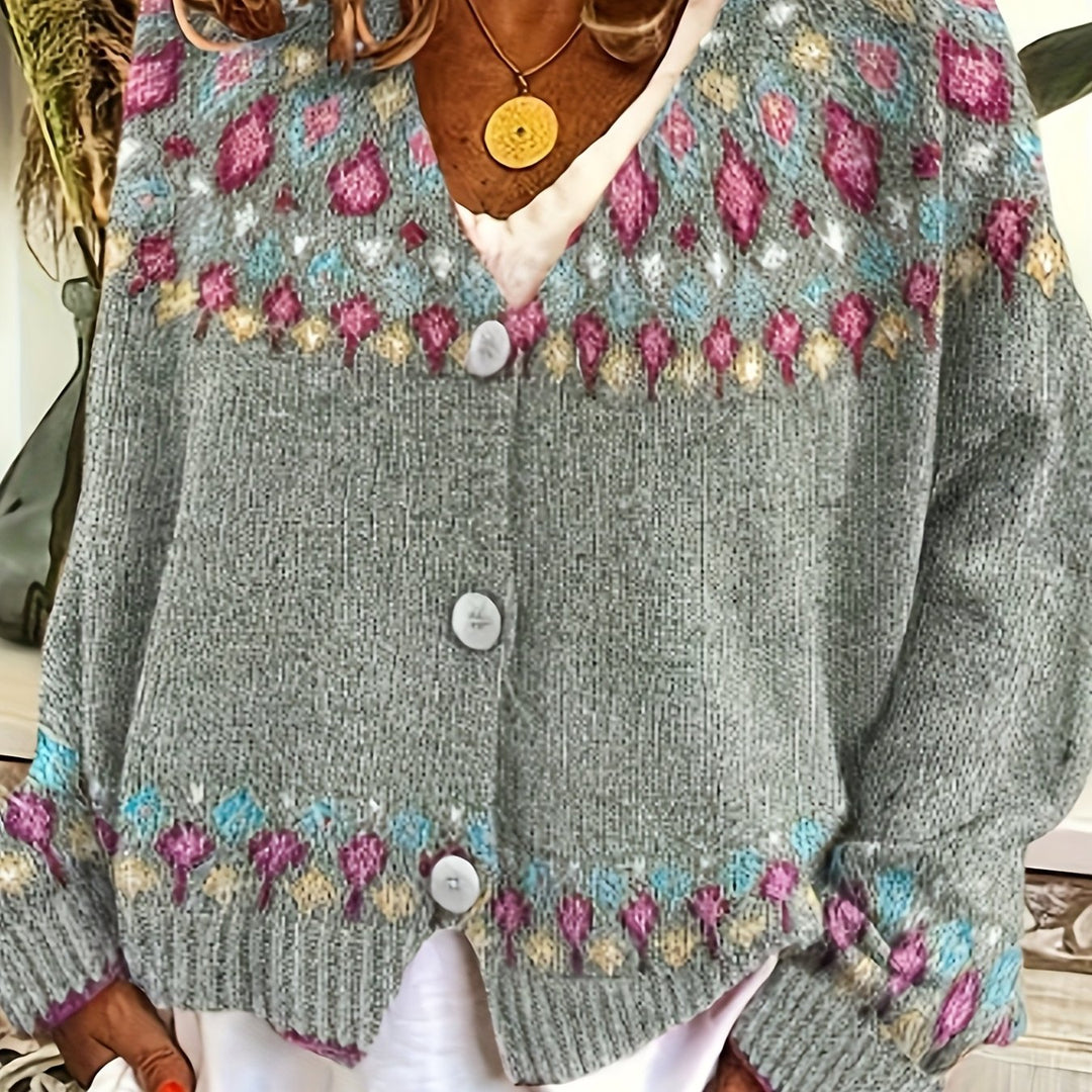 Margaret | Timeless V-Neck Fair Isle Cardigan Womens