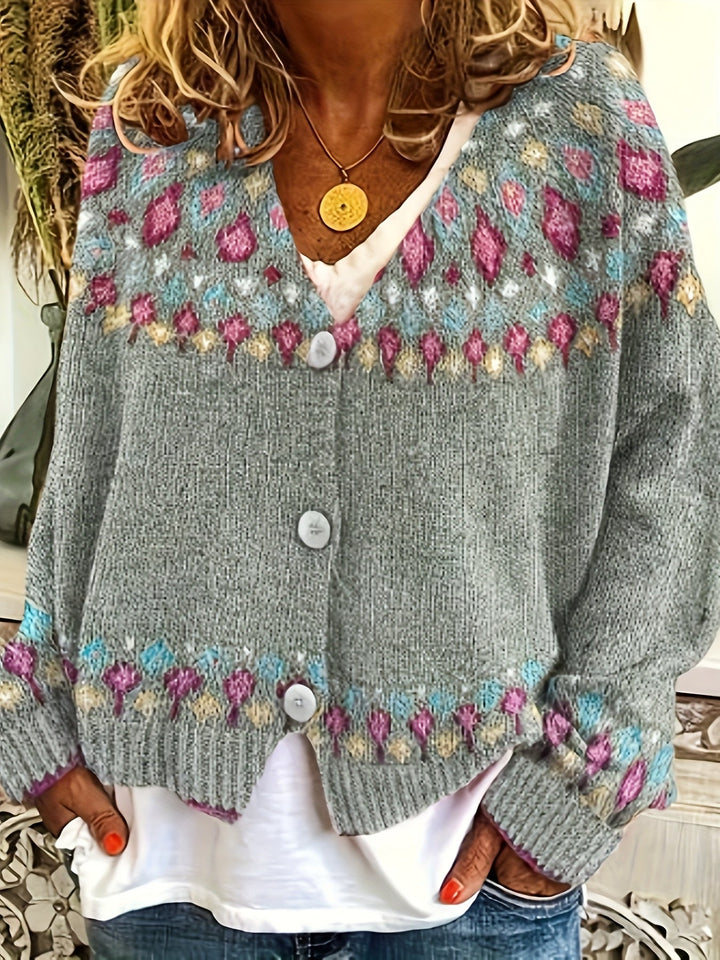 Margaret | Timeless V-Neck Fair Isle Cardigan Womens