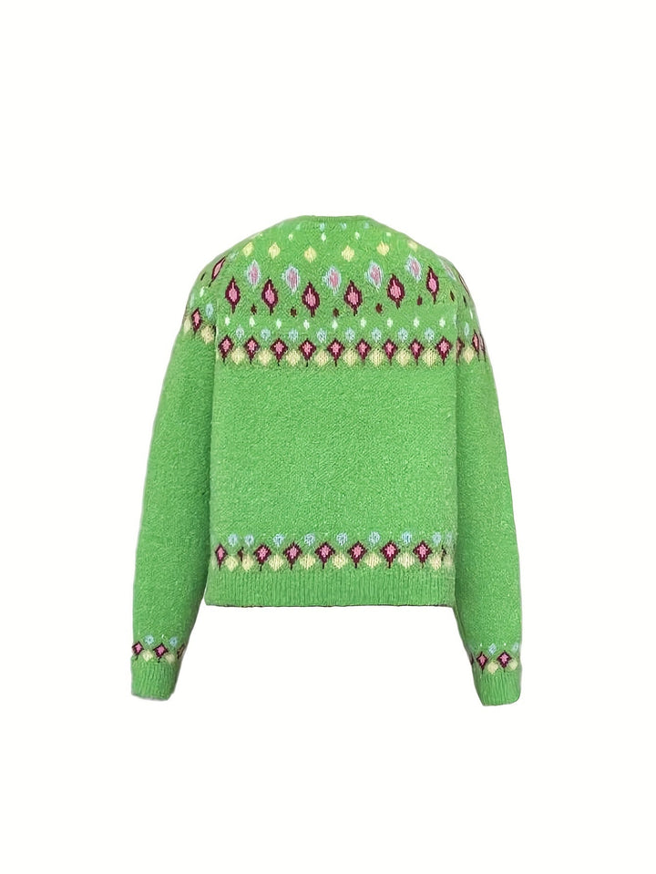 Margaret | Timeless V-Neck Fair Isle Cardigan Womens