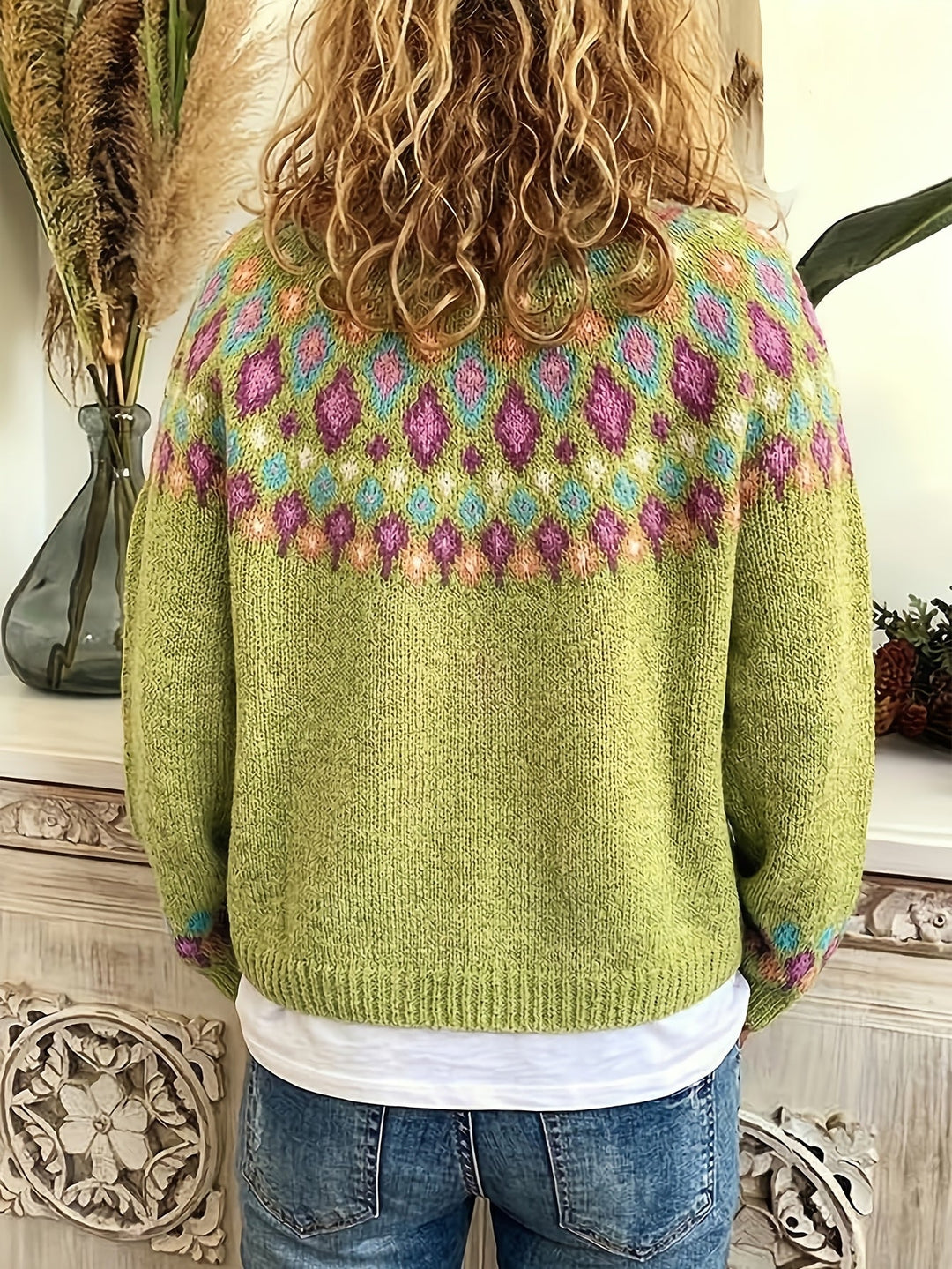 Margaret | Timeless V-Neck Fair Isle Cardigan Womens