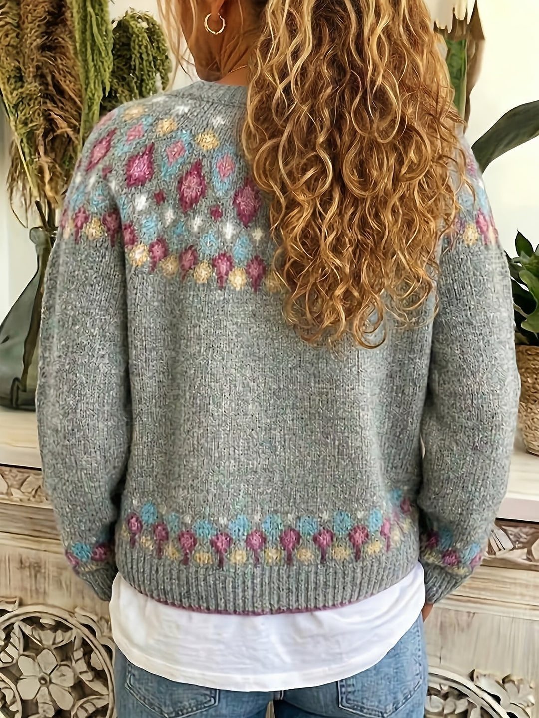 Margaret | Timeless V-Neck Fair Isle Cardigan Womens