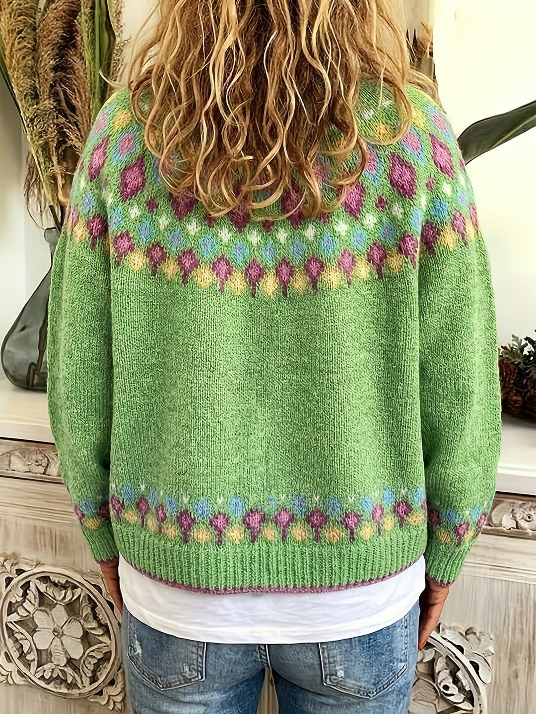 Margaret | Timeless V-Neck Fair Isle Cardigan Womens
