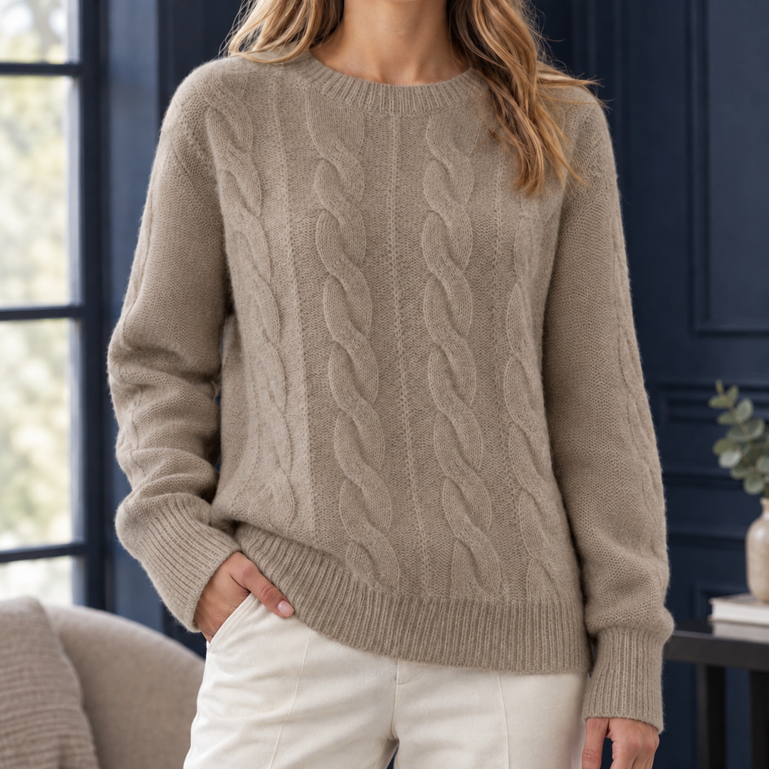 Marilyn | Cozy Crewneck Chunky Cable Knit Sweater