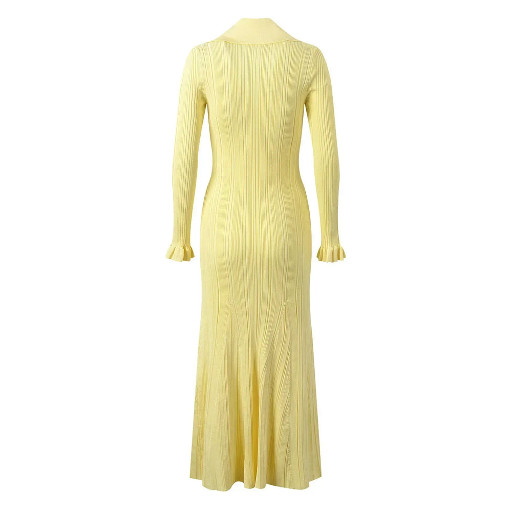 Martha | Polished Ribbed Button-Front Maxi Sweater Dress