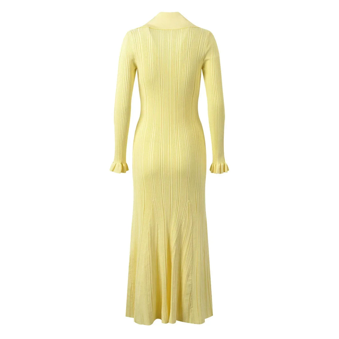 Martha | Polished Ribbed Button-Front Maxi Sweater Dress
