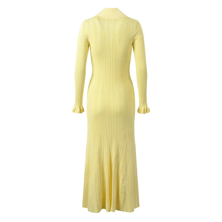 Martha | Polished Ribbed Button-Front Maxi Sweater Dress