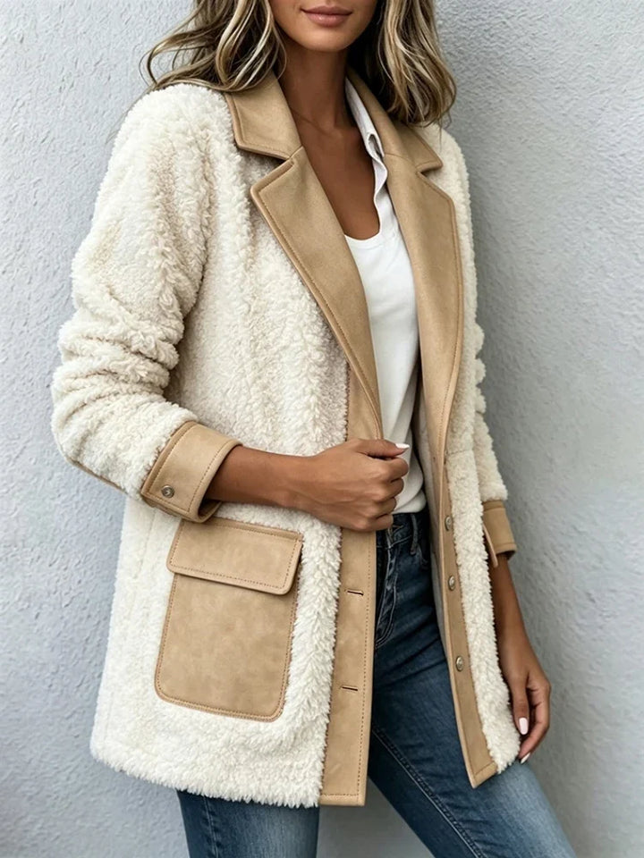 Martha | Relaxed Longline Button Front Sherpa Jacket Women