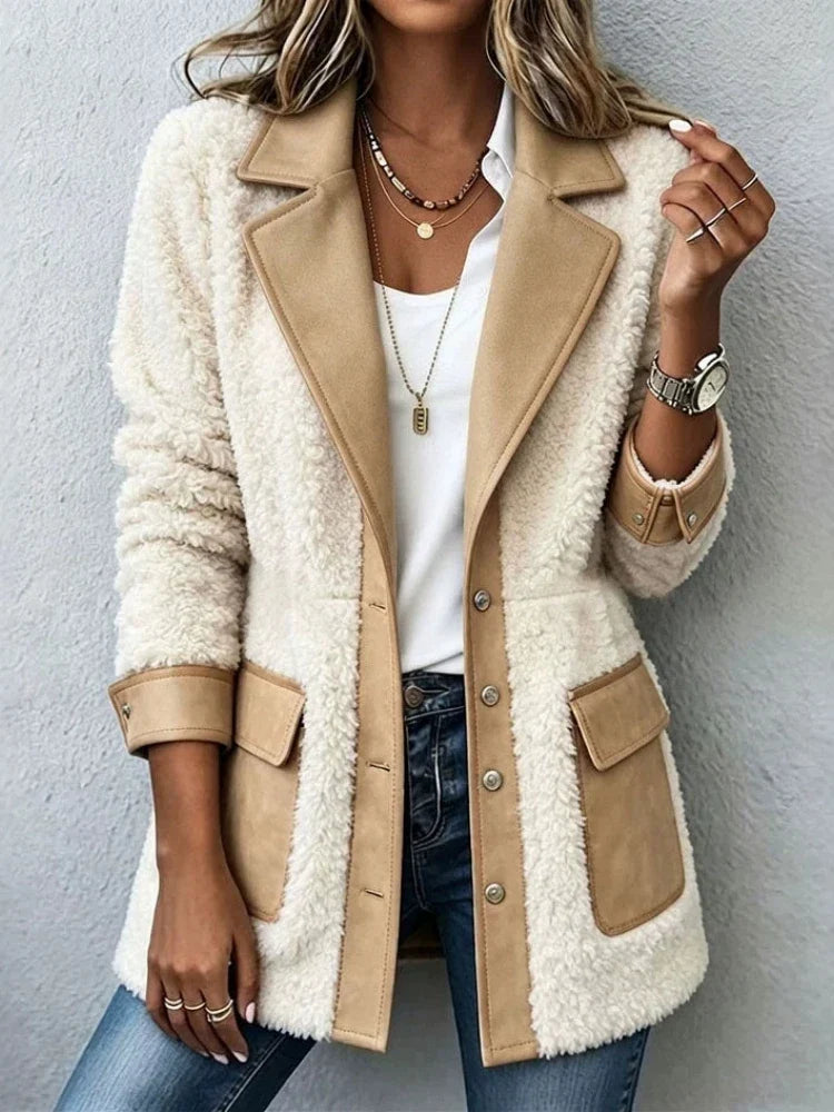 Martha | Relaxed Longline Button Front Sherpa Jacket Women