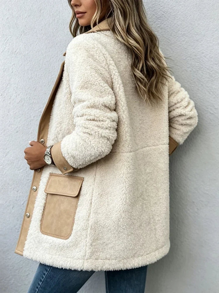 Martha | Relaxed Longline Button Front Sherpa Jacket Women