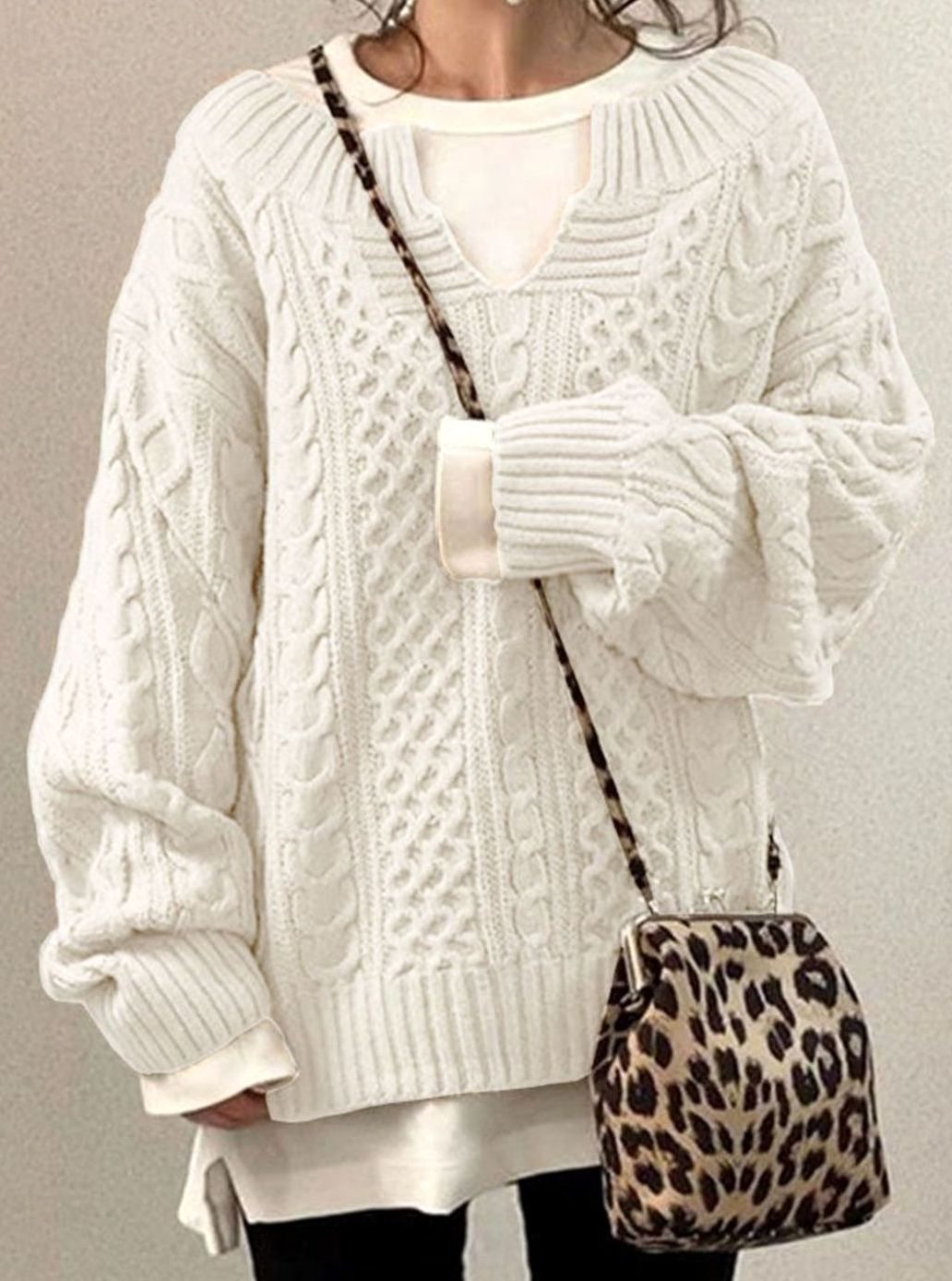 Martha | Timeless Oversized V-Neck Chunky Cable Knit Sweater