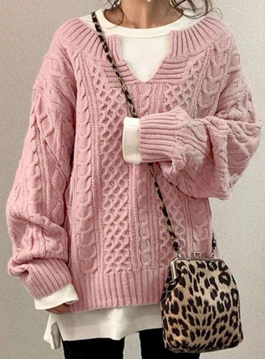 Martha | Timeless Oversized V-Neck Chunky Cable Knit Sweater