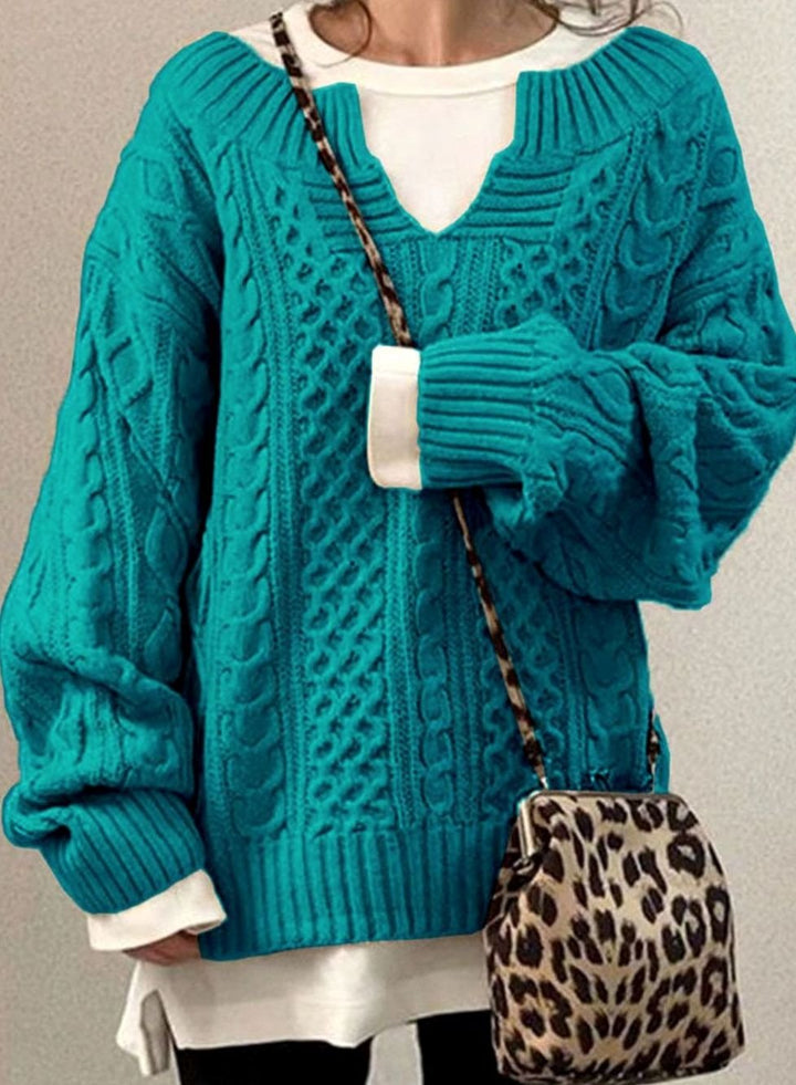 Martha | Timeless Oversized V-Neck Chunky Cable Knit Sweater
