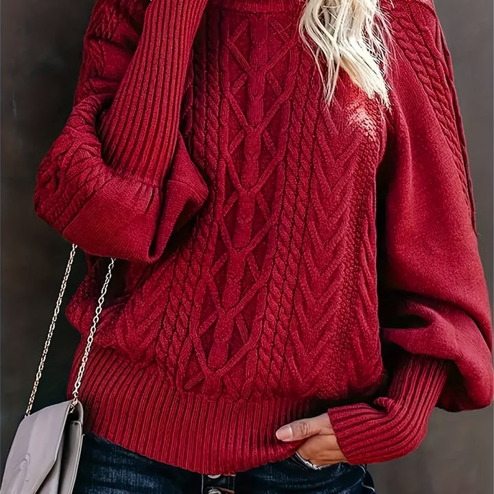 Megan | Relaxed Mock Neck Chunky Cable Knit Sweater