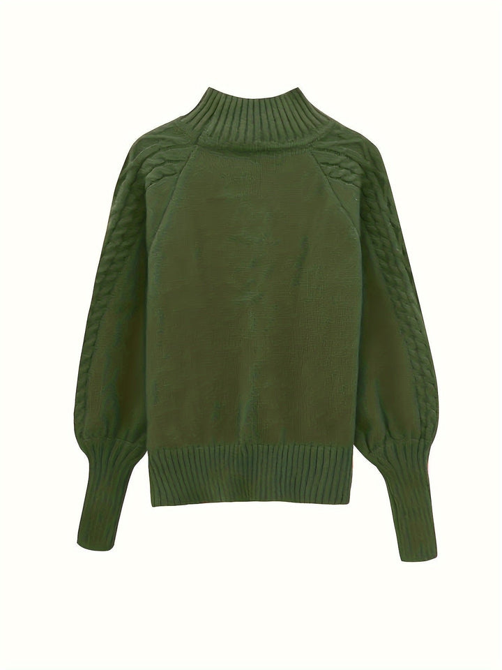 Megan | Relaxed Mock Neck Chunky Cable Knit Sweater