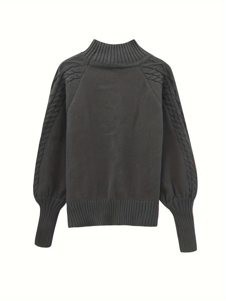 Megan | Relaxed Mock Neck Chunky Cable Knit Sweater