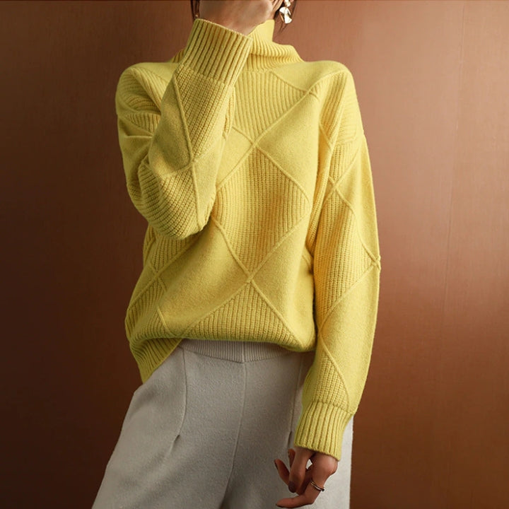 Natalie | Refined Diamond Knit Turtleneck Sweater