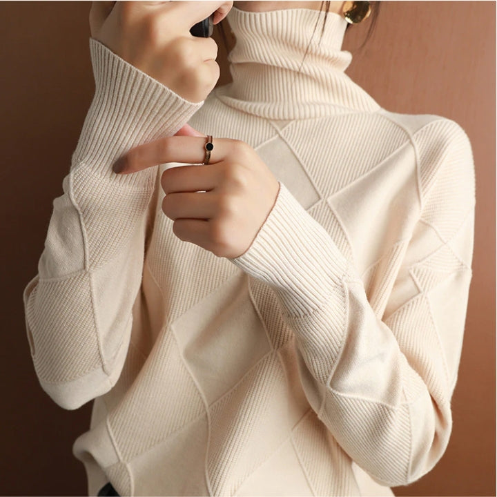 Natalie | Refined Diamond Knit Turtleneck Sweater