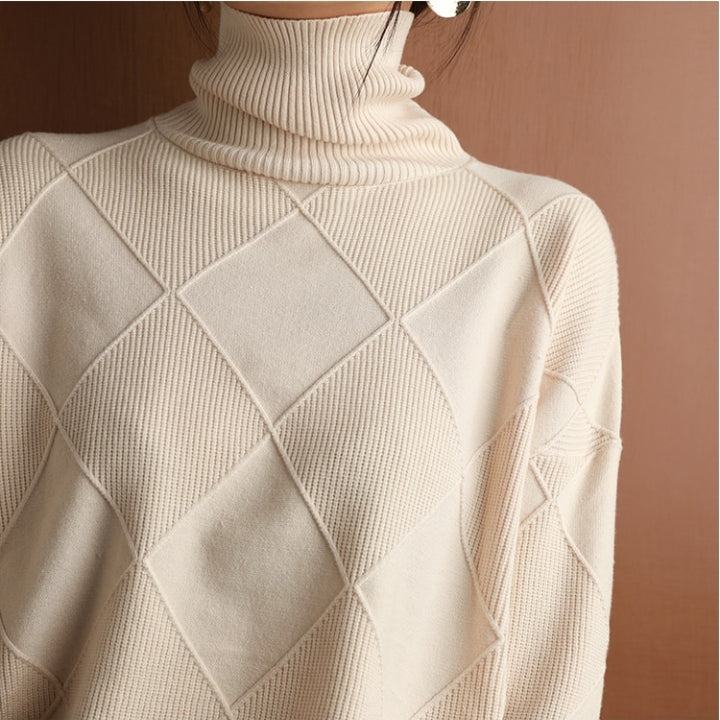 Natalie | Refined Diamond Knit Turtleneck Sweater