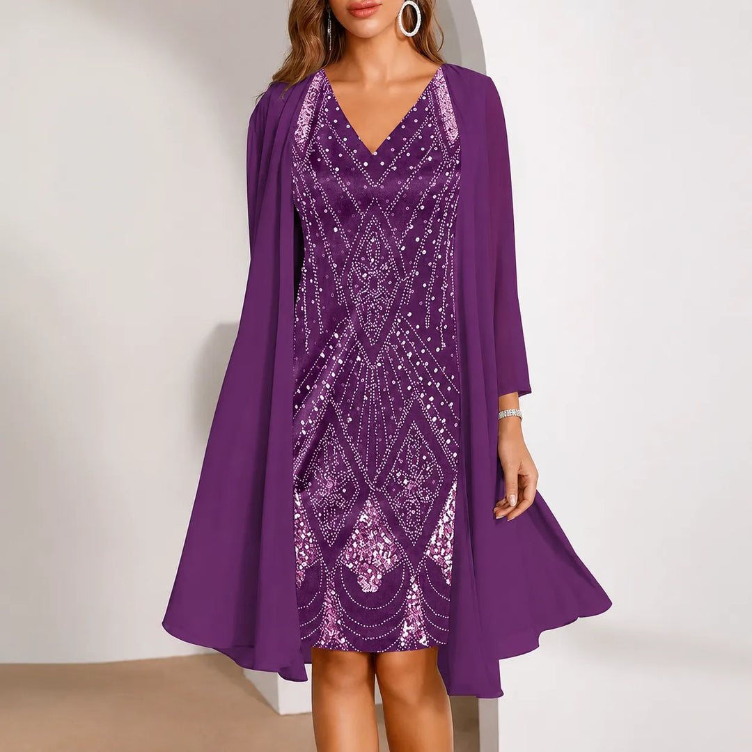 Nicole | Two-Piece Sequin-Look Christmas Dress with Jacket