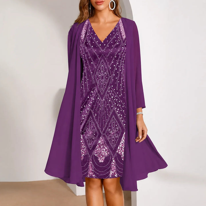 Nicole | Two-Piece Sequin-Look Christmas Dress with Jacket
