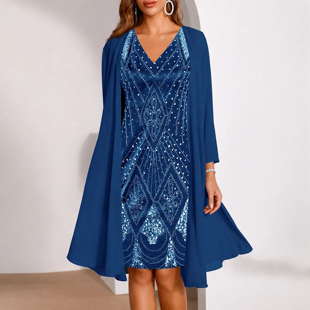 Nicole | Two-Piece Sequin-Look Christmas Dress with Jacket