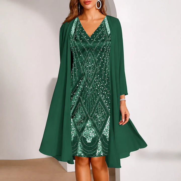 Nicole | Two-Piece Sequin-Look Christmas Dress with Jacket