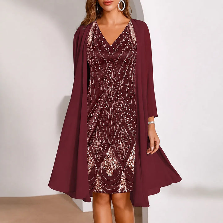 Nicole | Two-Piece Sequin-Look Christmas Dress with Jacket