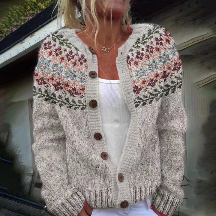 Olivia | Refined Fair Isle Cardigan Womens Button Front Sweater