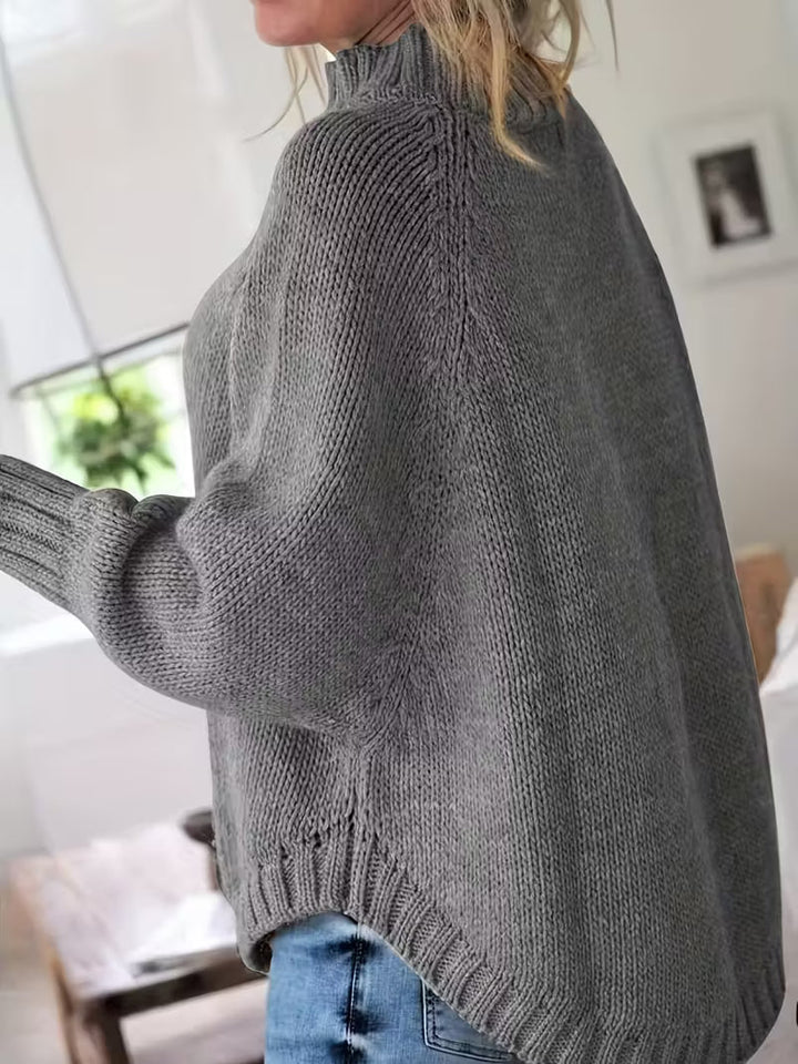 Olivia | Relaxed High Neck Chunky Cable Knit Sweater