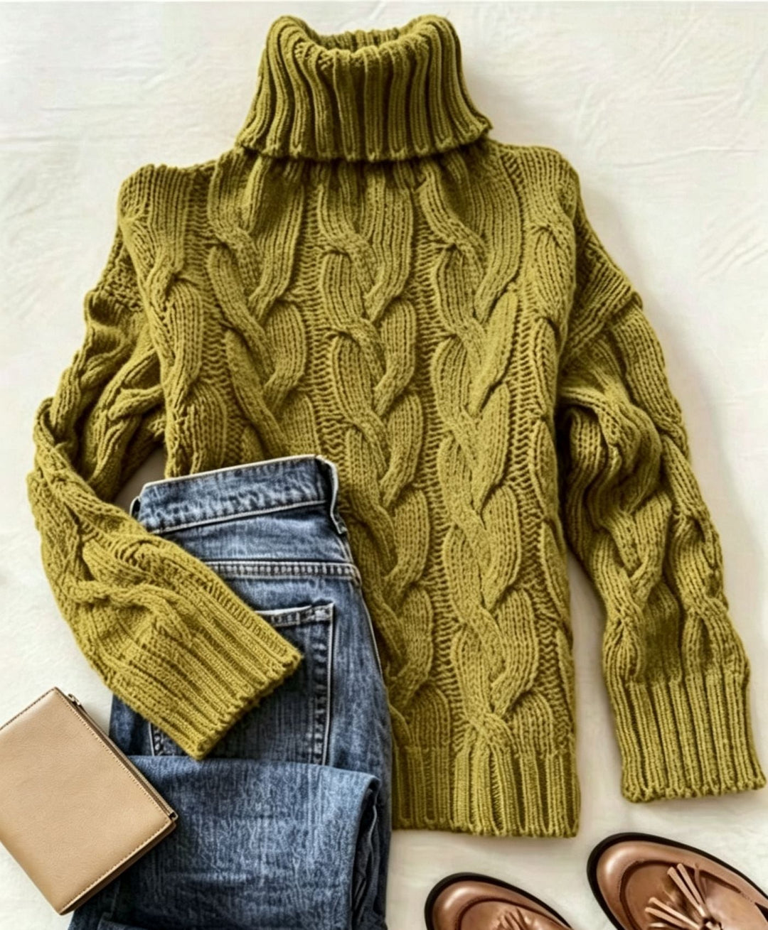 Patricia | Oversized Chunky Cable Knit Sweater with Turtleneck