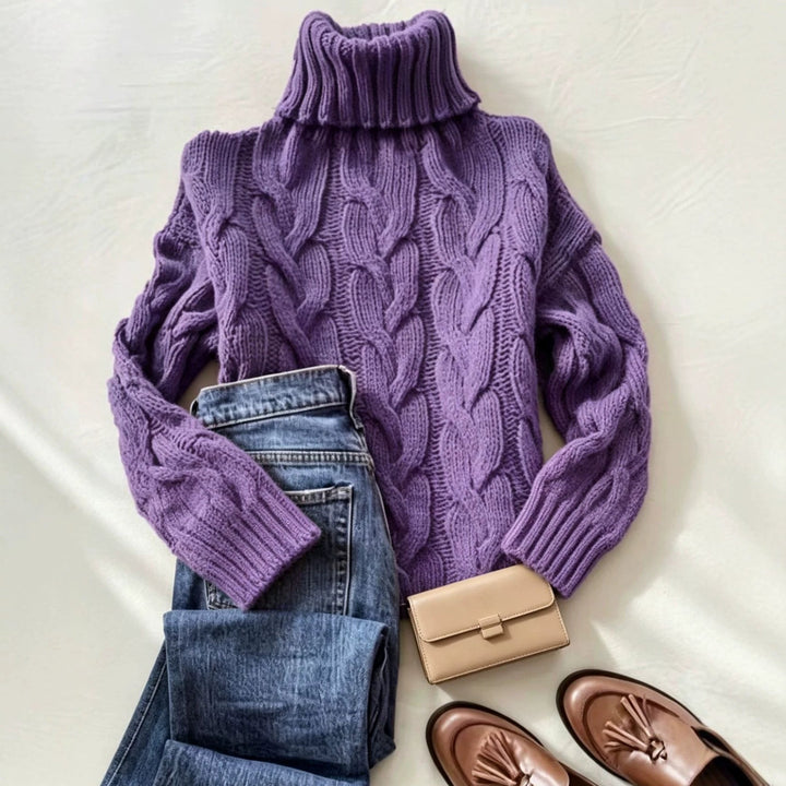 Patricia | Oversized Chunky Cable Knit Sweater with Turtleneck