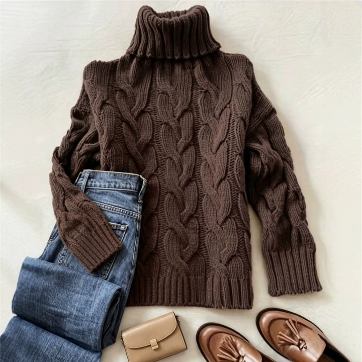 Patricia | Oversized Chunky Cable Knit Sweater with Turtleneck