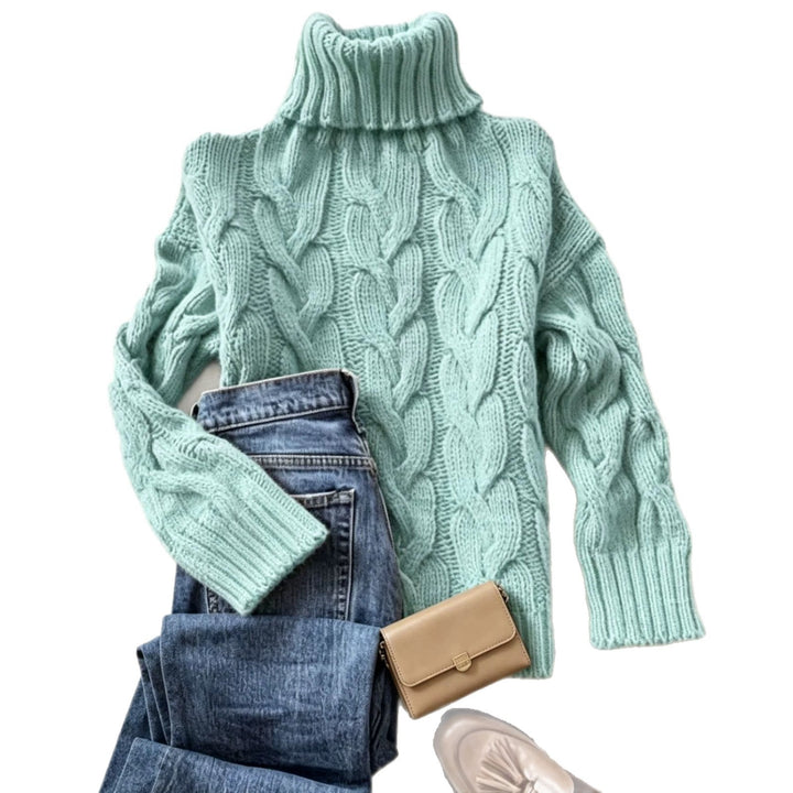Patricia | Oversized Chunky Cable Knit Sweater with Turtleneck