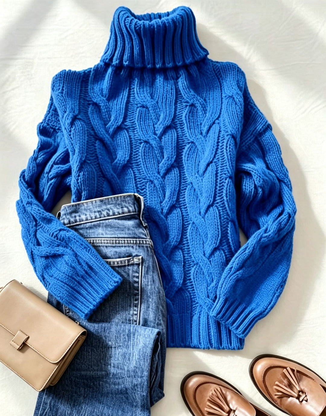 Patricia | Oversized Chunky Cable Knit Sweater with Turtleneck